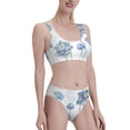 thumbnail image 1 of Picia Pale Blue Lotus Flowers Women's High Waisted Bikini Scoop Neck Swimsuit Two Pieces Bathing Suit-Large, 1 of 8