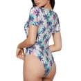 thumbnail image 1 of Picia Palm Leaves Womens One Piece Swimsuits Modest Tummy Control Bathing Suits Lace Up Slimming Swim Suit-Large, 1 of 9
