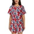 thumbnail image 1 of Picia Palm Tree Pattern on Red Pajamas Sets for Women Soft Short-Sleeved Pjs with Lounge Shorts Two Piece Sleepwear-, 1 of 9