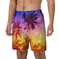thumbnail image 1 of Picia Palm Trees at Sunset pattern Mens Swim Trunks with Compression Liner Stretch Beach Shorts Quick Dry with Zipper Pockets No-Chafing Board Shorts-X-Large, 1 of 9