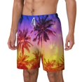 thumbnail image 1 of Picia Palm Trees at Sunset pattern Mens Swim Trunks with Compression Liner Stretch Beach Shorts Quick Dry with Zipper Pockets No-Chafing Board Shorts-XX-Large, 1 of 9