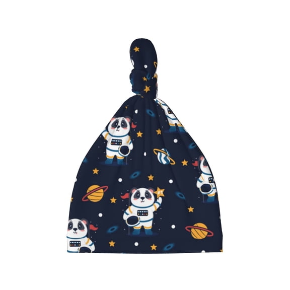 Picia Panda Astronaut Printed Preemie Hats for Baby Girls Cotton Premature Knot Hats Newborn Hospital Cap Warm Knot Beanie Nicu for Preemie Girls and Boys