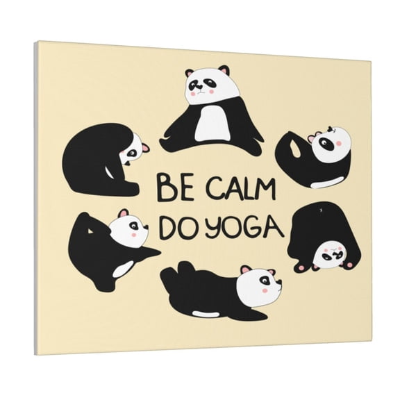 Picia Panda Doing Yoga Pattern Decorative Picture – Unique Wall Art, Modern Canvas Print for Trendy Interiors (Horizontal)