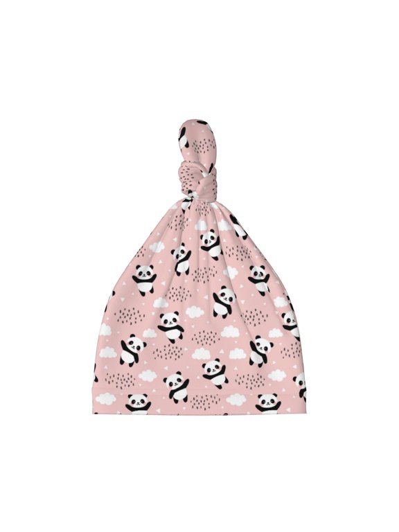 Panda Flying in the Sky (2) Printed Preemie Hats for Baby Girls Cotton Premature Knot Hats Newborn Hospital Cap Warm Knot Beanie Nicu for Preemie Girls and Boys
