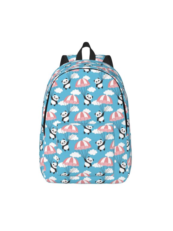 Panda Flying in the Sky Printed Canvas Daypack - Stylish and Durable Vintage Compact Backpack - Class, Work, Travel, or Laptop Bookbag,Organized Compartments-Medium