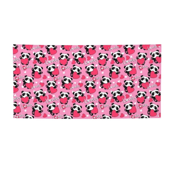 Picia Panda Heart Valentine Pattern Party Banner, Festive Decoration, Holiday Banner, Celebration Decor, Event Banner, Reusable Party Banner-Small