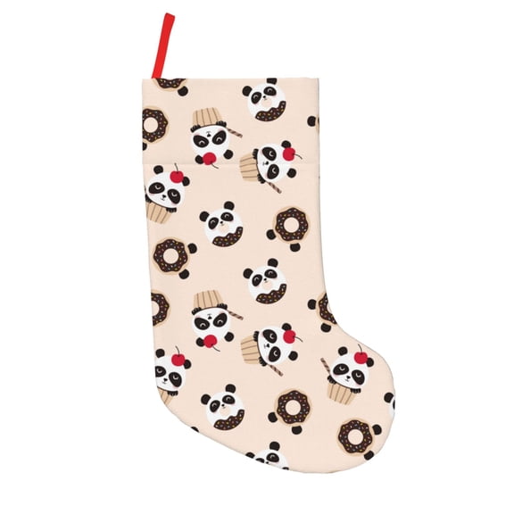 Picia Panda Ice Creams Donuts for 18in Christmas Stockings, Xmas Stocking for Kids, Holiday and Family Stocking for Fireplace or Party Decoration