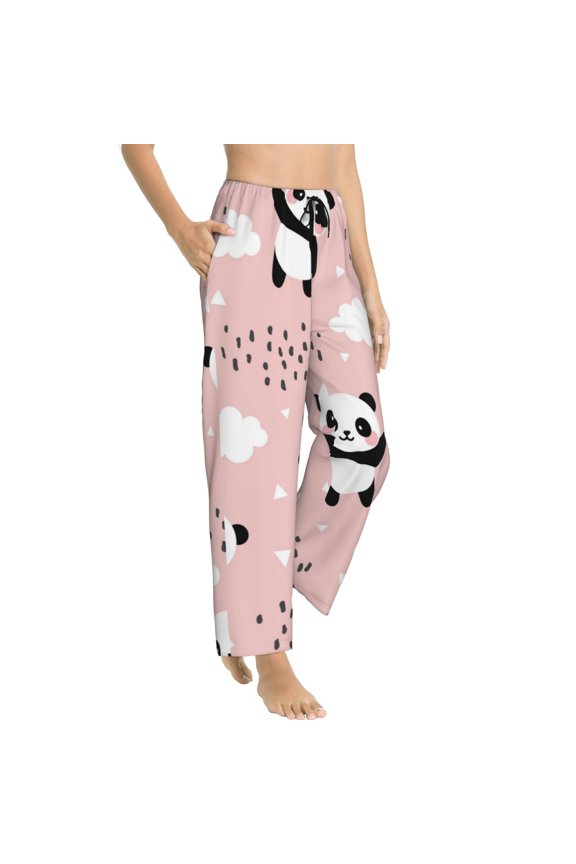 Panda Womens Soft Woven Cotton Elastic Waistband Sleep Pajama Pant Lounge Sleep Pant With Pockets And Drawstring-Medium