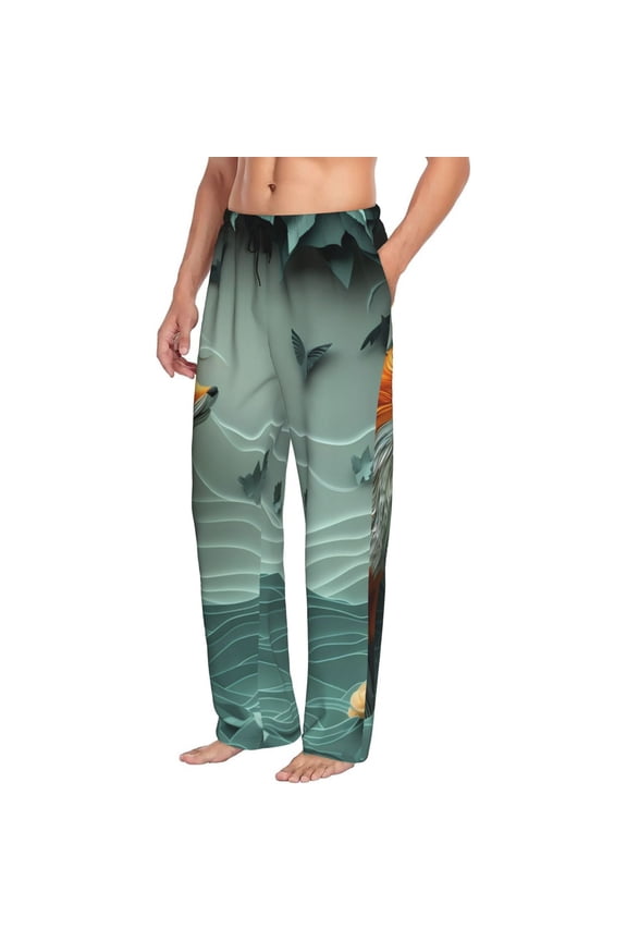 Paper Fox Crow Fantasy Mens Soft Woven Cotton Elastic Waistband Sleep Pajama Pant Lounge Sleep Pant With Pockets And Drawstring-Small