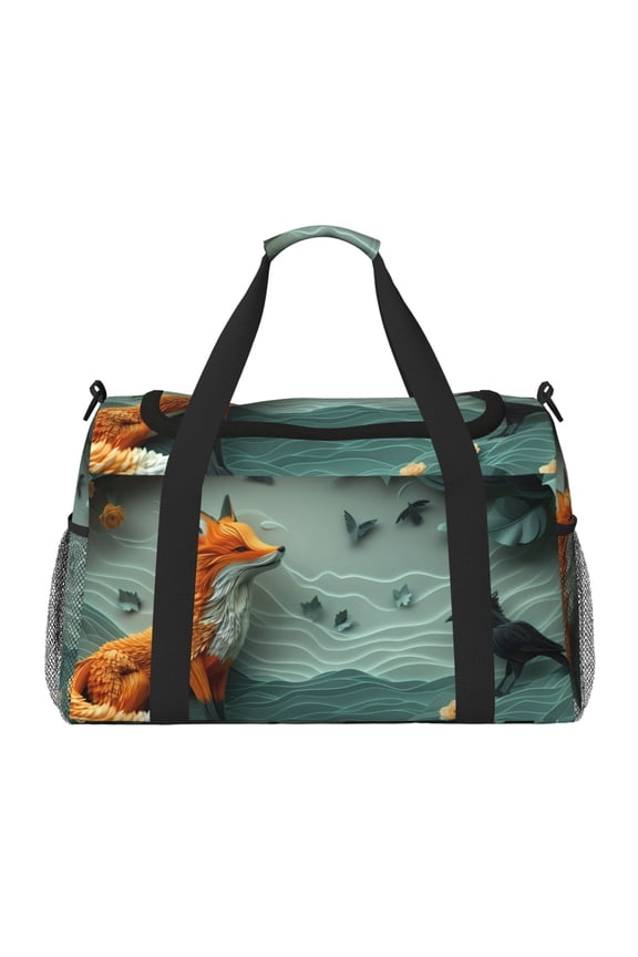 Paper Fox Crow Fantasy Print Travel Duffle Bag,Weekender Bags for Women with Shoe Compartment, Gym Duffel Bag with Wet Pocket, Hospital Bags for Labor and Delivery