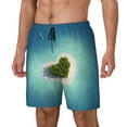 thumbnail image 1 of Picia Paradise Island pattern Mens Swim Trunks with Compression Liner Stretch Beach Shorts Quick Dry with Zipper Pockets No-Chafing Board Shorts-Large, 1 of 9