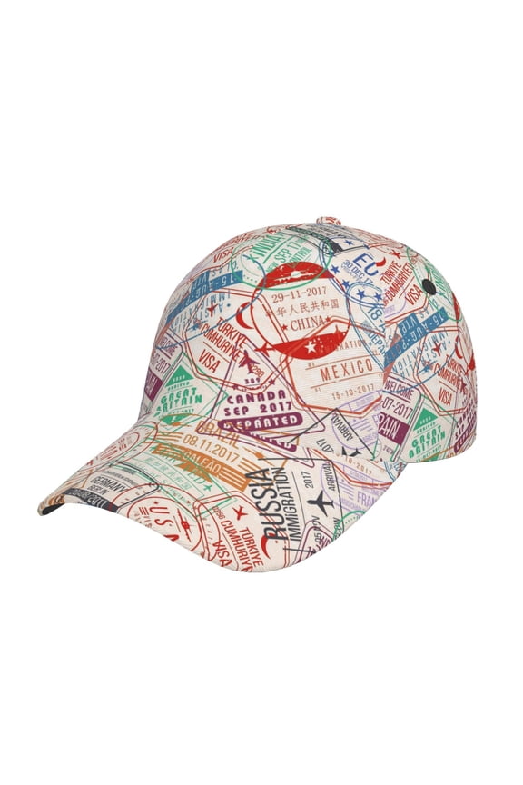 Passport Stamp pattern Trucker Low Profile Hat Men Women Baseball Cap Dad Hat Adjustable Unconstructed Plain Cap