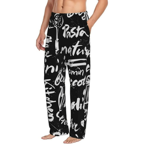 Picia Pasta Bacon Mens Soft Woven Cotton Elastic Waistband Sleep Pajama Pant Lounge Sleep Pant With Pockets And Drawstring-Large