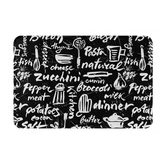 Picia Pasta Bacon Pattern Flannel Doormat 16x24 Inch Non-Slip Indoor Mat, Absorbent & Quick-Dry Rug for Entryway, Bathroom, Kitchen, and Bedroom, Machine Washable