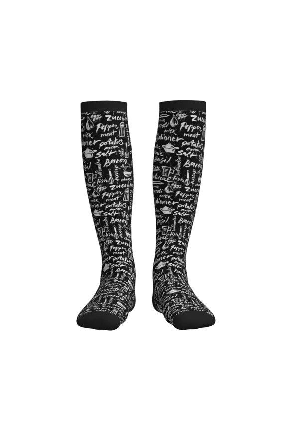 Pasta Bacon Printed Sports Compression Socks - 15-20mmHg Graduated Compression, High-Performance Soft and Breathable Socks for Men and Women