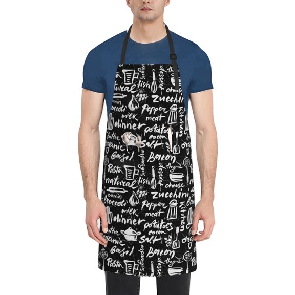 Picia Pasta Bacon Waterproof Apron for Unisex Adult - Adjustable Bib Apron with Pockets, Ideal for Cooking, Gardening, Painting, and Household Chores