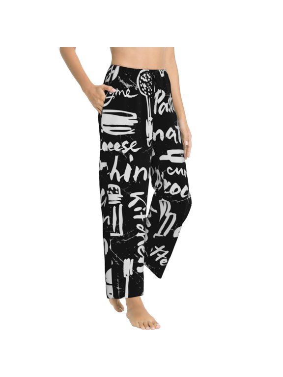 Pasta Bacon Womens Soft Woven Cotton Elastic Waistband Sleep Pajama Pant Lounge Sleep Pant With Pockets And Drawstring-Medium