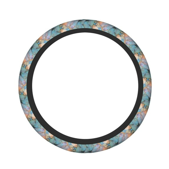 Picia Pastel Abstract Fluid Art Car Steering Wheel Cover, Non-Slip, Breathable, Universal 15 inch