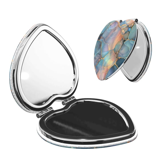 Picia Pastel Abstract Fluid Art for Compact Vanity Mirror , Travel Makeup Mirror , Portable Magnifying Cosmetic Mirror for Daily, Work, Business-Heart Shape
