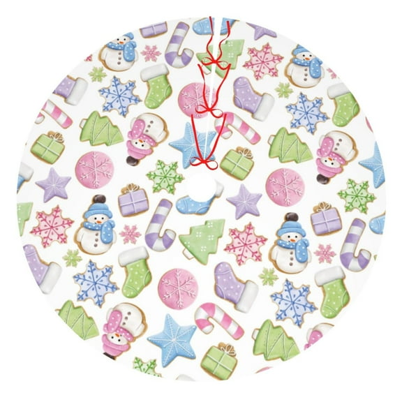 Picia Pastel Christmas Cookies Print Christmas Tree Skirt , Christmas Tree Skirt Ornaments for Merry Christmas Holiday Party Decorations Indoor Outdoor-30"