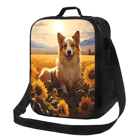 Picia Pastoral Sunflower Corgi Lunch box Lunch bag for men women Large capacity Lunchbox Reusable Lunch bags Insulated Lunch bag Lunch box cooler