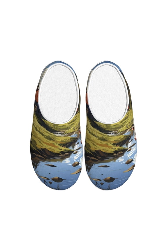 Pasture Cow A for Women's Lamb-hug Comfy Fleece House Slippers Memory Foam, Slip-on House Shoes Indoor Outdoor-37/38