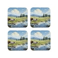 thumbnail image 1 of Picia Pasture Cow Printed Leather Coasters for Drinks, 4" Drink Coasters Set of 4 for Tabletop Protection, Handmade Luxurious Home Décor and Housewarming Gift -Square, 1 of 6