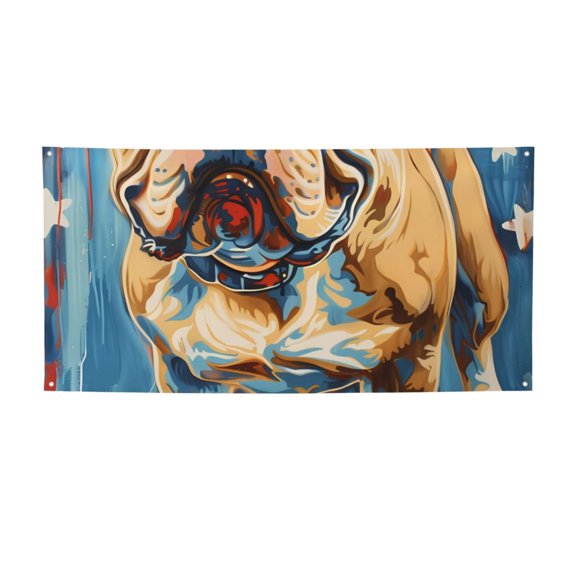 Picia Patriotic Bulldog Welcome Pattern Party Banner, Festive Decoration, Holiday Banner, Celebration Decor, Event Banner, Reusable Party Banner-Small