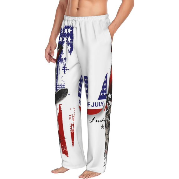 Picia Patriotic Skull Art Mens Soft Woven Cotton Elastic Waistband Sleep Pajama Pant Lounge Sleep Pant With Pockets And Drawstring-XX-Large