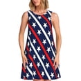 thumbnail image 1 of Picia Patriotic Star Print Women’s Sleeveless Midi Swing Dress – A-Line Pleated Tank Sundress, Comfortable and Flowy T-Shirt Dress, 1 of 7