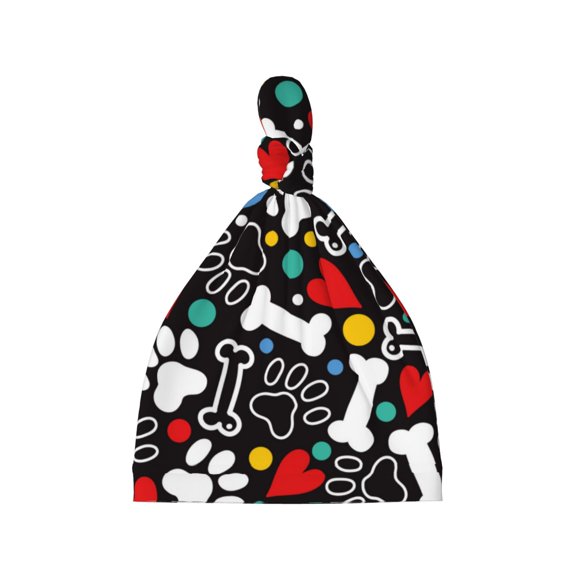 Picia Paw And Bones Printed Preemie Hats for Baby Girls Cotton Premature Knot Hats Newborn Hospital Cap Warm Knot Beanie Nicu for Preemie Girls and Boys