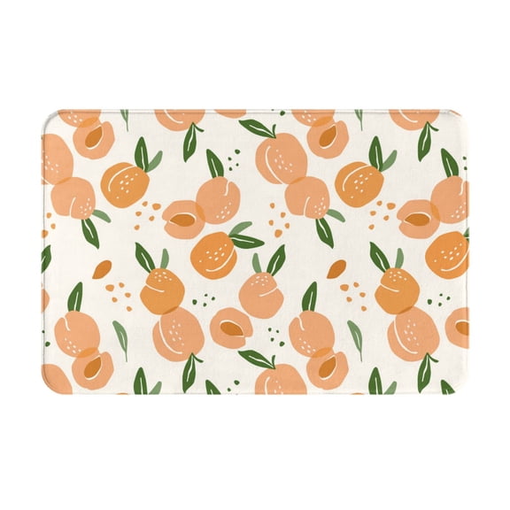 Picia Peaches Pattern Flannel Doormat 16x24 Inch Non-Slip Indoor Mat, Absorbent & Quick-Dry Rug for Entryway, Bathroom, Kitchen, and Bedroom, Machine Washable