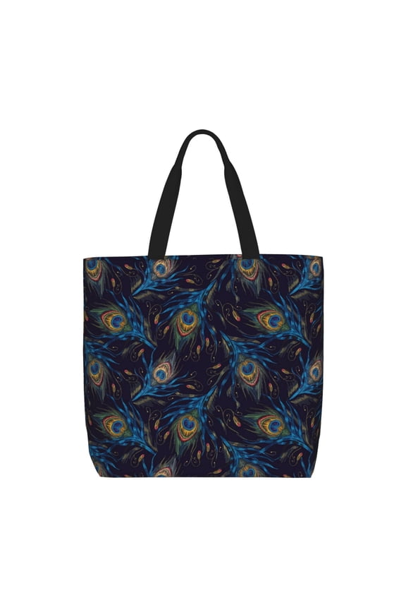 Peacock Feathers for Tote Bag for Women with Zipper, Gym Tote with Compartments, Laptop Work Tote Nurse Dance Yoga Bag for Sport, Travel