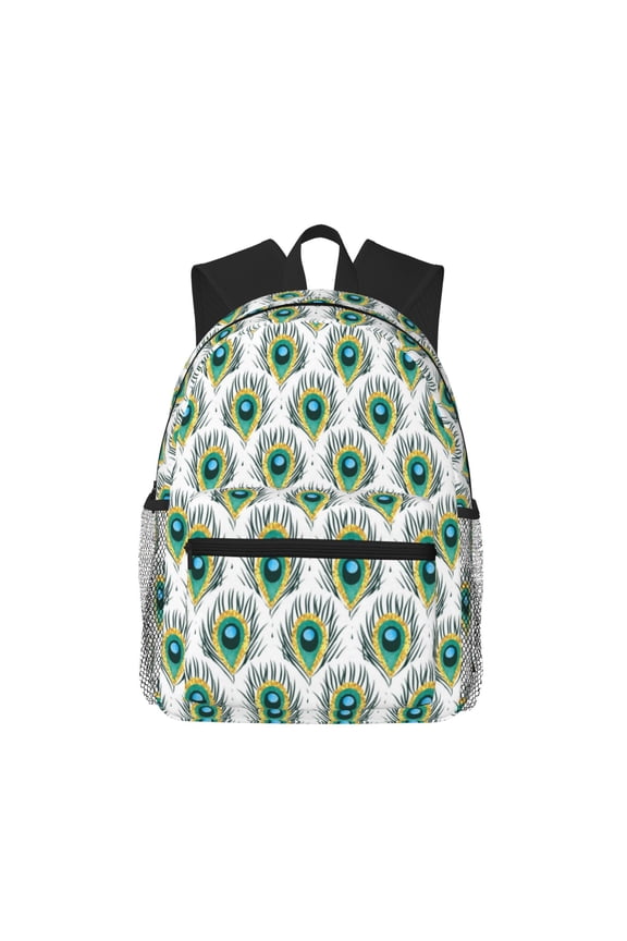 Peacock Feathers1 Large Capacity Backpack Classic Style Backpack Casual Backpack Water-Resistant School Work Travel Outdoor Backpack