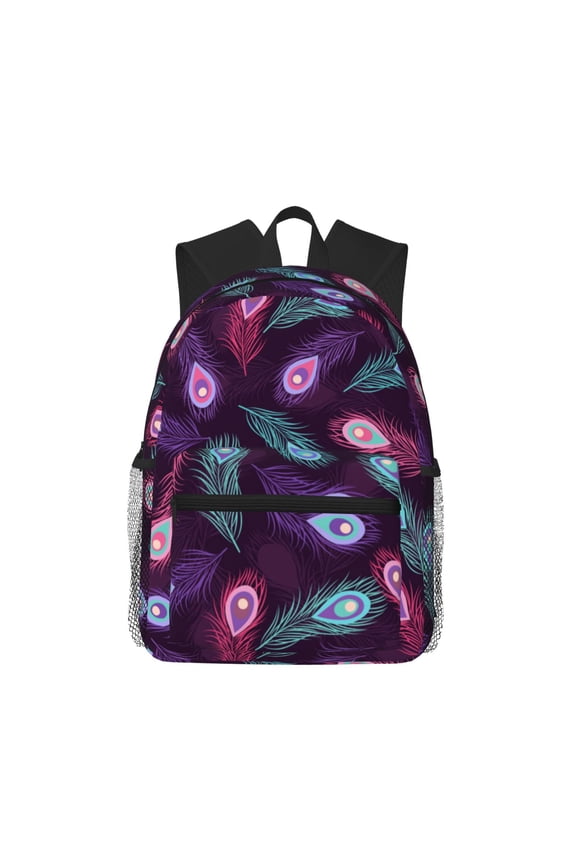 Peacock Feathers3 Large Capacity Backpack Classic Style Backpack Casual Backpack Water-Resistant School Work Travel Outdoor Backpack