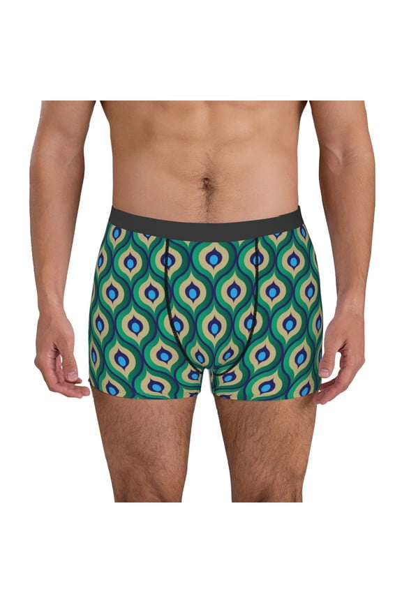 Peacock'S Tail Pattern Men’s Boxer Briefs – Soft & Breathable Underwear, Stretchy & Comfortable Fit, Supportive Pouch Design, Moisture-Wicking-XX-Large