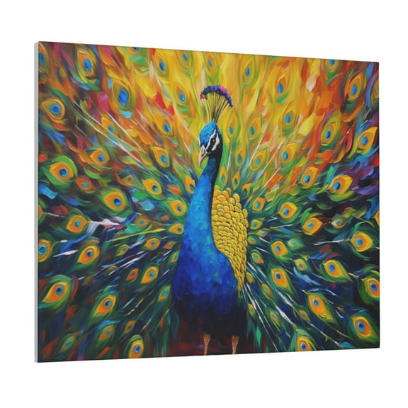Picia Peacocks Pattern Decorative Picture – Unique Wall Art, Modern Canvas Print for Trendy Interiors (Horizontal)