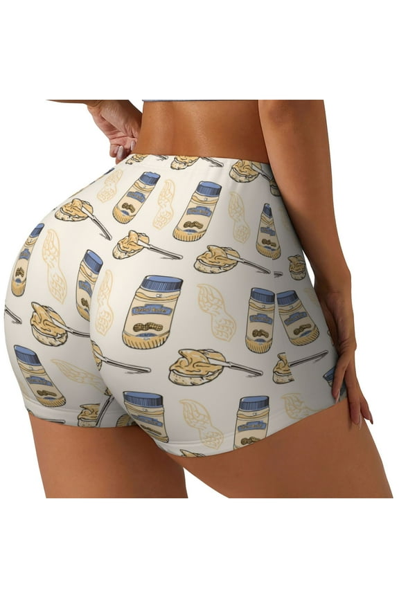 Peanuts Printed Workout Shorts for Women Seamless Scrunch Butt Lifting High Waisted Yoga Gym Booty Running Moisture-wicking Short Pants-Small