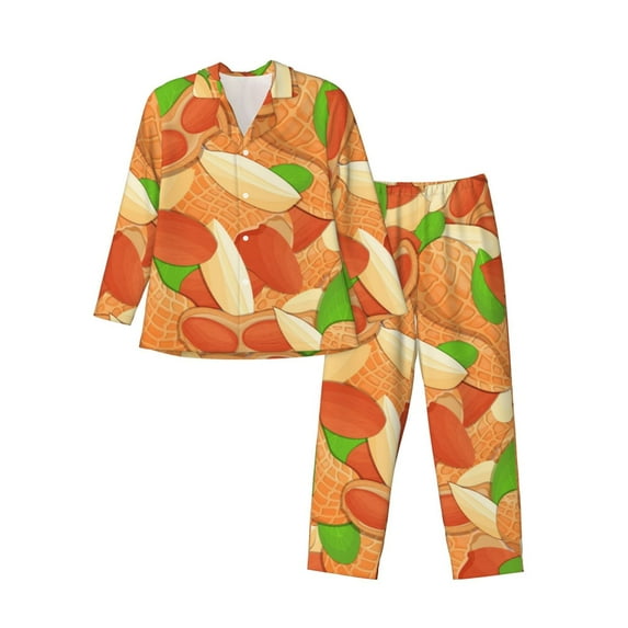 Picia Peanuts1 Pattern Men’s Long-Sleeve Sleepwear Set - Soft 2-Piece Loungewear with Pockets, Comfy PJs for Relaxing Nights-Medium
