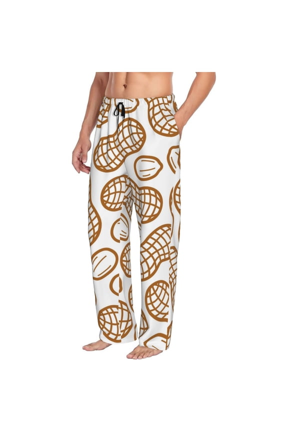 Peanuts7 Mens Soft Woven Cotton Elastic Waistband Sleep Pajama Pant Lounge Sleep Pant With Pockets And Drawstring-Small