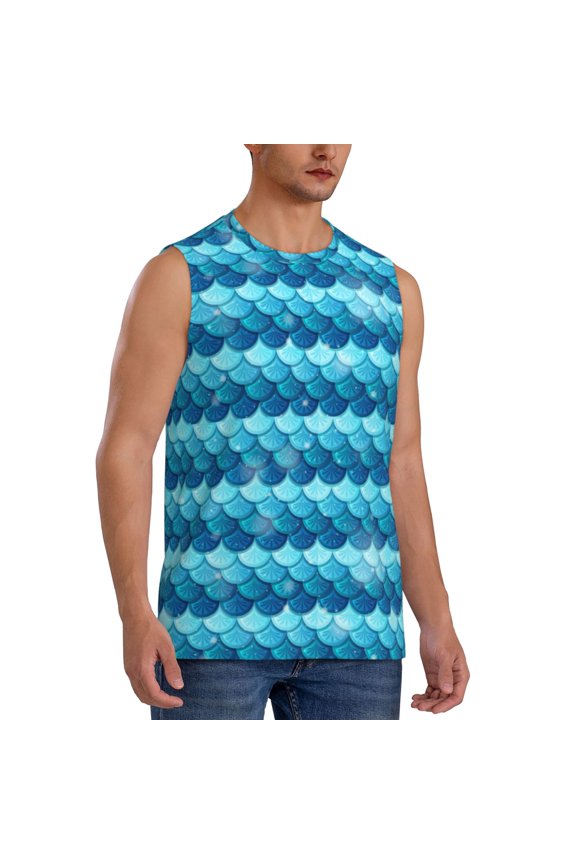 Pearlescent Scales mens Cotton Tank Undershirts , Moisture-wicking Ribbed Tanks, Lightweight Cotton Tank Undershirts-X-Large