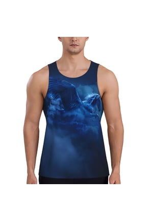 Pegasus Night Sky Printed Men’s Performance Tank, Men's Workout Tank Top Moisture-Wicking Tank Top Muscle tee, Breathable Workout Shirt-Large