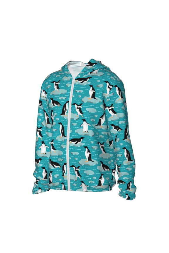 Penguins On The Ice In The Sea Women's Men's UPF 50+ Sun Protection Hoodie Shirt Long Sleeve SPF Fishing Outdoor UV Hiking Lightweight Shirts-XX-Large