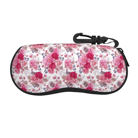 Picia Peonies And Roses Print Sunglasses Case, Eyeglasses Case Protector Large Glasses Case, Key Lock Case Protective Glasses Holder Eyeglasses Cases