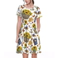 thumbnail image 1 of Picia Picnic Pattern Women's Short Sleeve Summer Dress Pleated Loose Swing Knee Length Short Sleeve Swing Dresses, 1 of 6