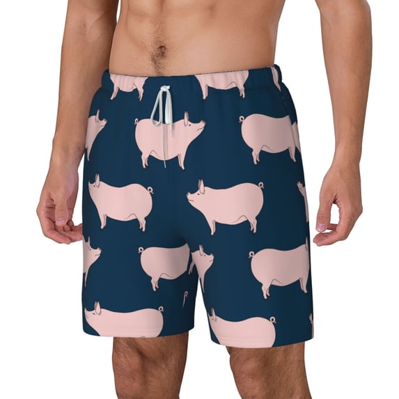 Picia Pig 1 pattern Mens Swim Trunks with Compression Liner Stretch Beach Shorts Quick Dry with Zipper Pockets No-Chafing Board Shorts-X-Large