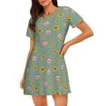 thumbnail image 1 of Picia Pig Face With Sunflower Pattern Women’s Nightdress – Casual Short-sleeved Loose-Fit Sleepwear, Soft Cotton Short-Sleeve Sleep Shirt for Relaxation & Comfort, 1 of 6