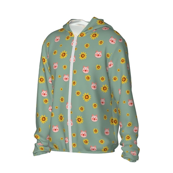 Picia Pig Face With Sunflower Women's Men's UPF 50+ Sun Protection Hoodie Shirt Long Sleeve SPF Fishing Outdoor UV Hiking Lightweight Shirts-XX-Large