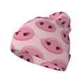 thumbnail image 1 of Picia Pig Nose Pattern Knitted Beanie Hat for Men and Women , Unisex Winter Warm Stretchy Knit Cap Thick Fisherman Beanies Cuffed Plain Skull Caps, 1 of 6