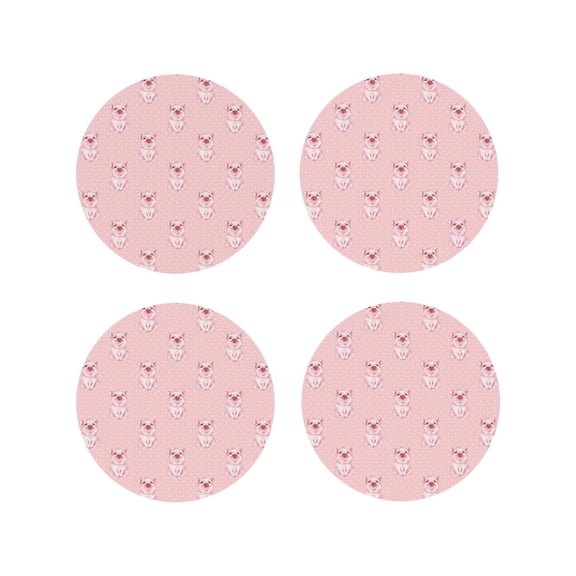 Picia Pig Polka Dot Printed Leather Coasters for Drinks, 4" Drink Coasters Set of 4 for Tabletop Protection, Handmade Luxurious Home Décor and Housewarming Gift -Round Shape
